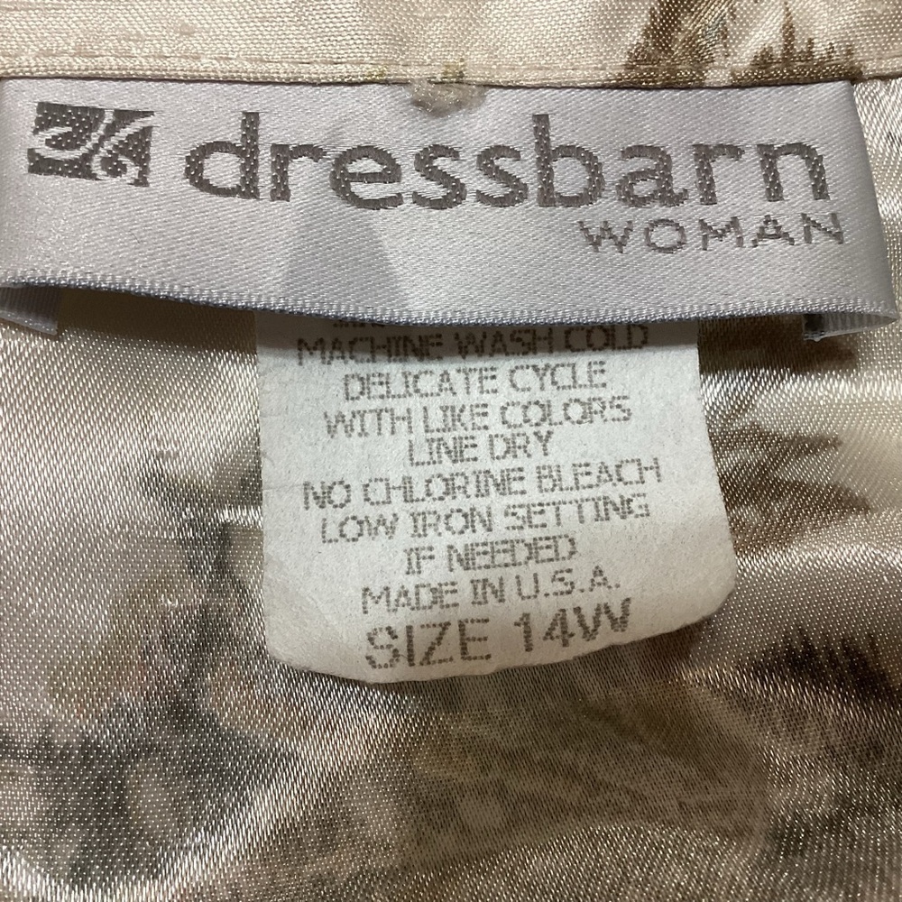 Dressbarn Vtg Y2K Floral Button Down Shirt Cream and Green 14W Camp - Picture 3 of 6